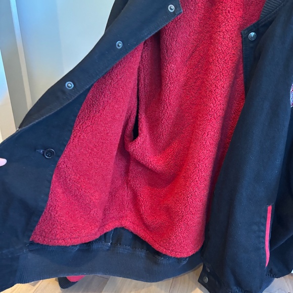 Men's Jacket XXL Black Red USA MADE NGK Spark Plugs Button Up ID Wear Lined - Picture 3 of 11